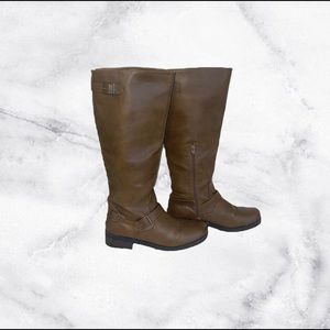 Women’s Target Brown Faux Leather Zip Up Riding Boots
